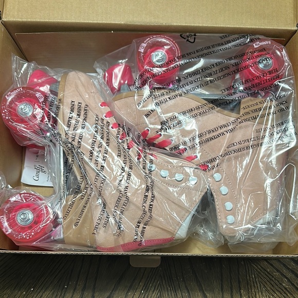 Suede Roller Skates with Pink Accents - Picture 6 of 9